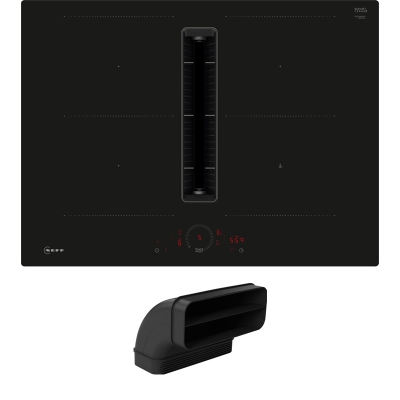 Neff V57PHQGA7, SET induction hob with extractor V57PHQ4C0, flush, 70 cm, black + Z861SB2, 90° flat channel bend, WITH 7 YEAR WARRANTY