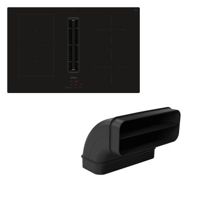 Siemens ED811BGA7, KOMPLEKT ED811BS16E, iQ300, induktsioonpliit õhupuhastiga, 80 cm + HZ9VDSB2, lame kanal, 90 °, vertikaalne L, garantiiga 5 aastat!