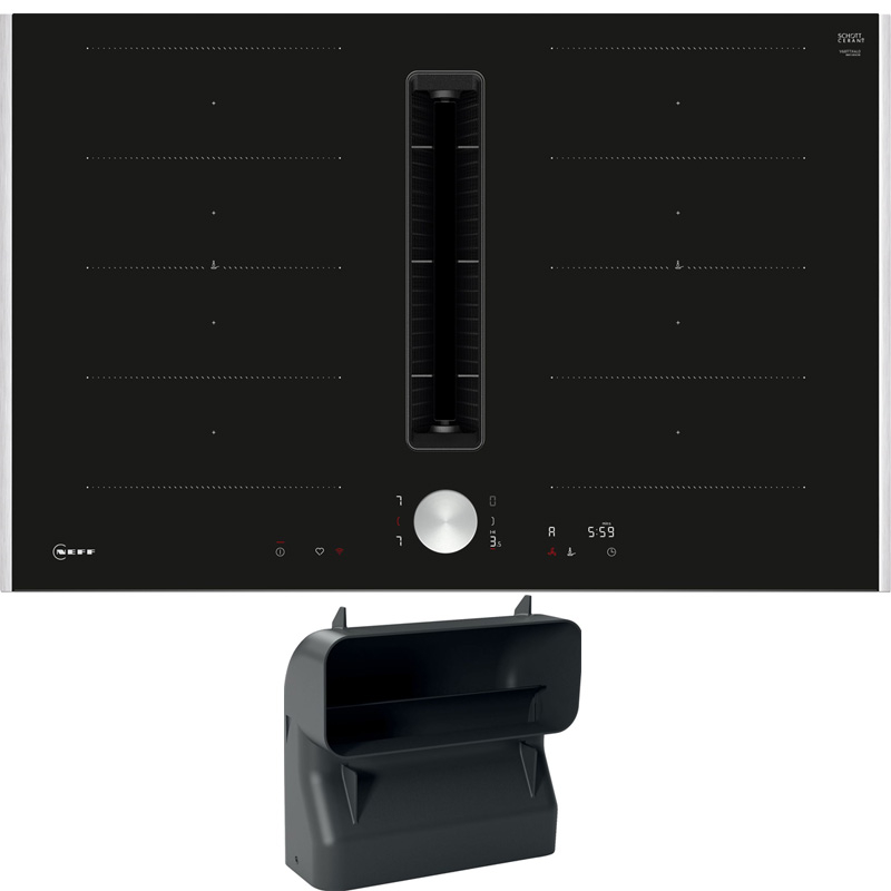 Neff V68TTXGA6, SET induction hob with extractor V68TTX4L0, 80 cm and Z861SB4, 90° vertical flat channel bend, with 5 year guarantee!