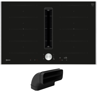 Neff V68TTXGA7, SET induktsioonpliit väljatõmbega V68TTX4L0, 80 cm ja Z861SB2, 90° lame kanali painutus vertikaalselt must, garantiiga 5 aastat!