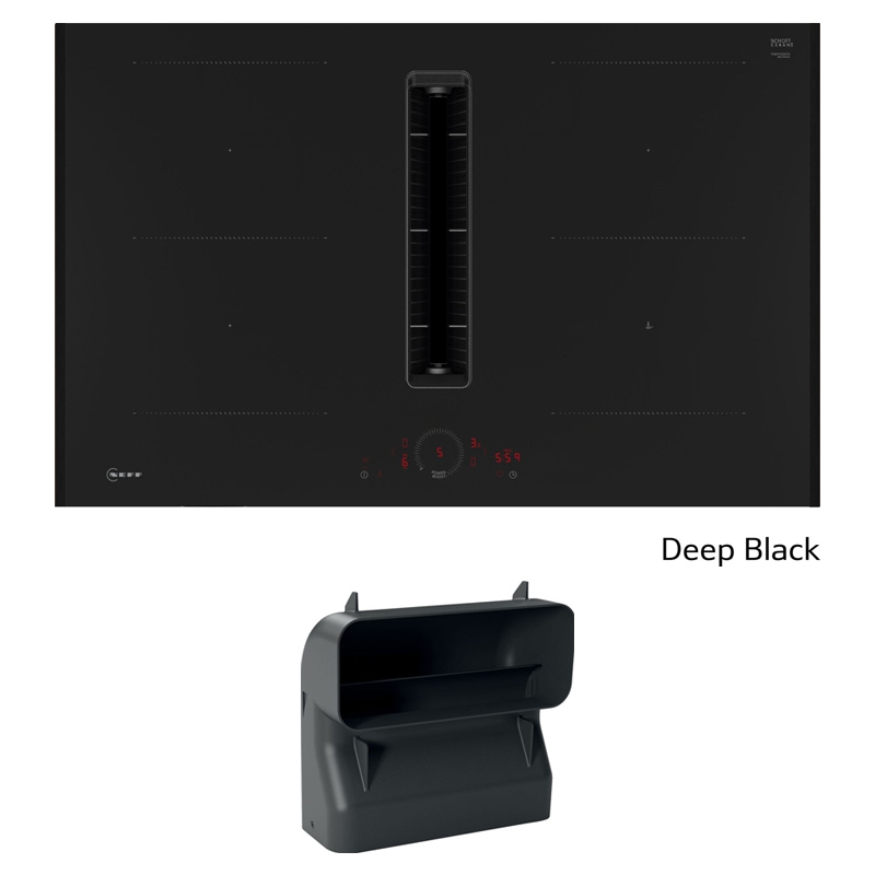 Neff V58YHQGA6, SET индукционная варочная панель с вытяжкой V58YHQ4C0, 80 см, Deep Black Z9802PFDY0 + Z861SB4 Плоский изгиб канала 90°, С ГАРАНТИЕЙ 7 ЛЕТ