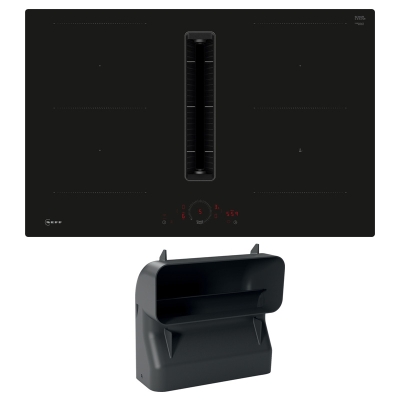 Neff V58PHQGA6, SET induktsioonpliit koos väljatõmbega V58PHQ4C0, loputus, 80 cm, must + Z861SB4 90° lame kanal käänakuga, 7 AASTA GARANTIIGA