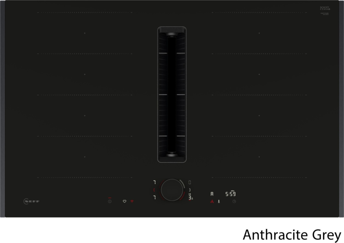 Neff V68YYX4B0, induktsioonpliit õhupuhastiga, 80 cm, mattmust, antratsiithall Z9802PFAY0, 7-AASTISE GARANTIIGA