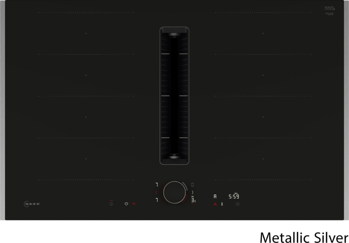 Neff V68YYX4B0, индукционная варочная панель с вытяжкой, 80 см, черный матовый, серебристый металлик Z9802PFMY0, С ГАРАНТИЕЙ 7 ЛЕТ