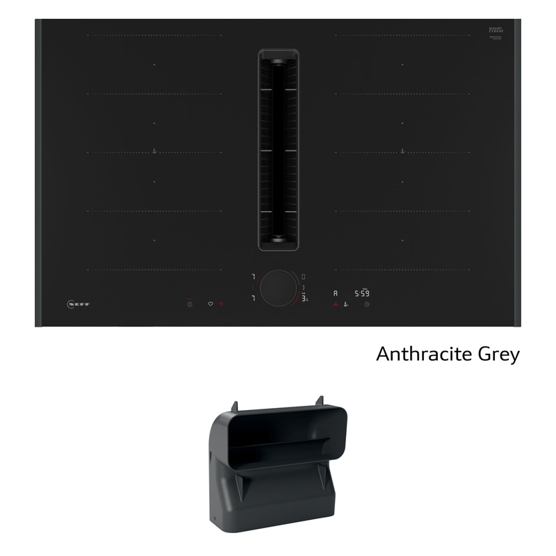 Neff V68YYXGA6, индукционная варочная панель SET с вытяжкой V68YYX4C0, 80 см, серый антрацит Z9802PFAY0 + Z861SB4 плоский изгиб канала 90°, С ГАРАНТИЕЙ 7 ЛЕТ