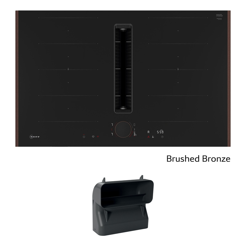 Neff V68YYXGA6, SET induktsioonpliit väljatõmbeseadmega V68YYX4C0, 80 cm, harjatud pronks Z9802PFBY0 + Z861SB4 90° lame kanaliga kurv, 7-AASTISE GARANTIIGA