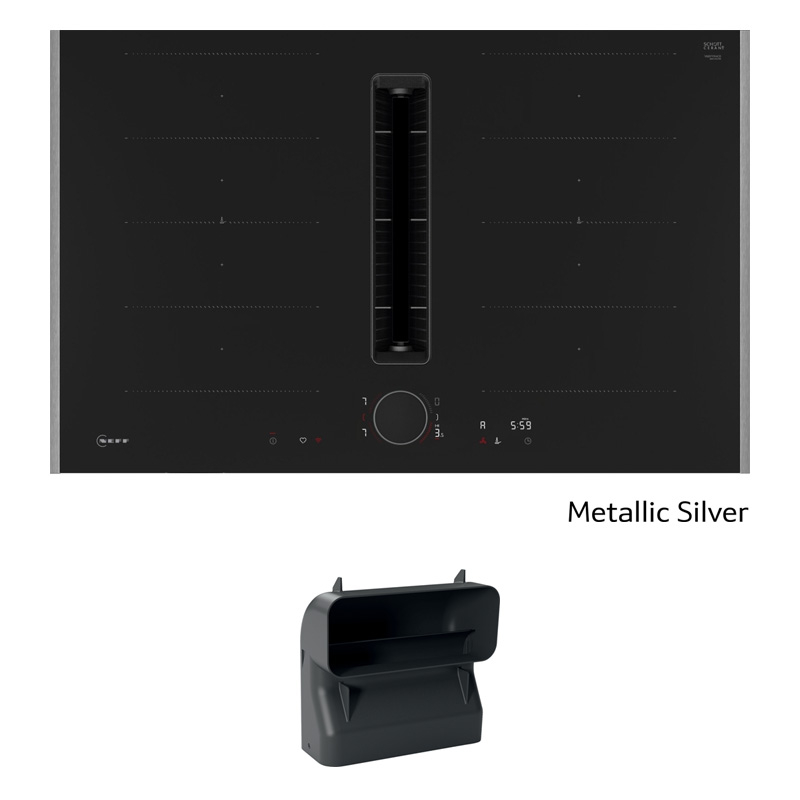 Neff V68YYXGA6, SET индукционная варочная панель с вытяжкой V68YYX4C0, 80 см, серебристый металлик Z9802PFMY0 + Z861SB4 Плоский изгиб канала 90°, С ГАРАНТИЕЙ 7 ЛЕТ