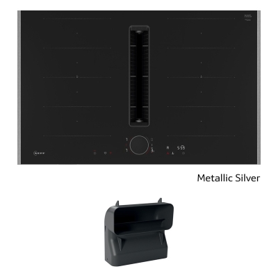 Neff V68YYXGA6, SET induktsioonpliit koos ekstraktoriga V68YYX4C0, 80 cm, metallik hõbedane Z9802PFMY0 + Z861SB4 90° lame kanaliga kurv, 7-AASTISE GARANTIIGA