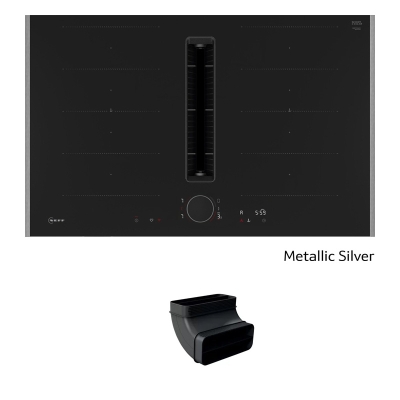 Neff V68YYXGA7, SET induktsioonpliit koos ekstraktoriga V68YYX4C0, 80 cm, metallik hõbedane Z9802PFMY0 + Z861SB2, 90° lame kanal käänakuga, 7 AASTA GARANTIIGA