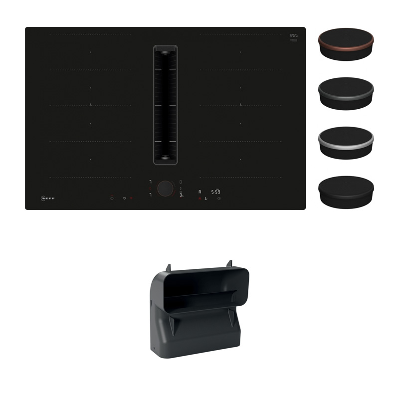 Neff V68PYXGA6, SET induktsioonpliit koos õhupuhastiga V68PYX4C0, loputus, 80 cm, must, + Z861SB4, 90° lame kanal käänakuga, 7-AASTISE GARANTIIGA
