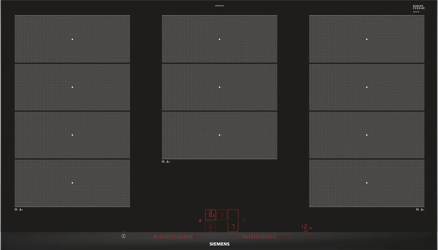 Siemens EX975LXC1E, iQ700 Индукционная варочная панель Vario, самодостаточная, с рамой, 90 см, черный, гарантия 5 лет!