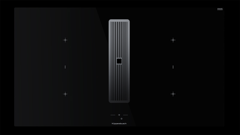 Küppersbusch KMI 9850.1 SR-S S1, желобная вентиляция 90 см, вкл. мотор, безрамный, черные переключатели, решетка из нержавеющей стали, гарантия 5 лет!