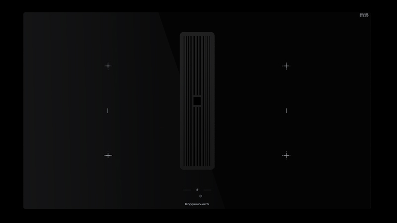 Küppersbusch KMI 9850.1 SR-S S5, желобная вентиляция 90 см, вкл. мотор, безрамочный, черные переключатели, решетка Black Velvet, гарантия 5 лет!