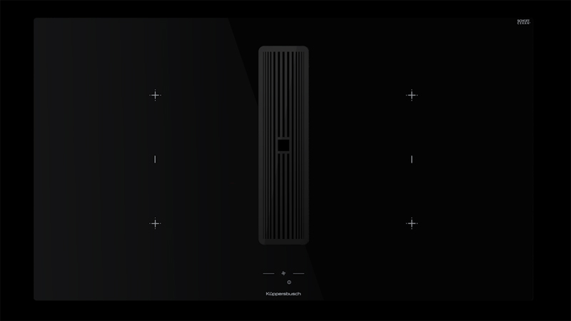 Küppersbusch KMI 9850.1 SR-S S2, желобная вентиляция 90 см, вкл. мотор, безрамочный, черные переключатели, черная хромированная решетка, гарантия 5 лет!