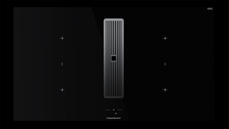 Küppersbusch KMI 9850.1 SR-S S3, желобная вентиляция 90 см, вкл. мотор, безрамочный, черные переключатели, решетка серебристый хром, гарантия 5 лет!