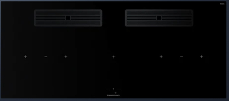 Küppersbusch KMI 12850.0 SR-E S5, желобная вентиляция 118 см, вкл. мотор, безрамочный, ручка из нержавеющей стали, решетка Black Velvet, гарантия 5 лет!