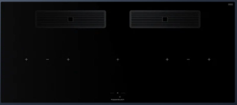 Küppersbusch KMI 12850.0 SR-E S2, корытная вентиляция 118 см, вкл. мотор, безрамочный, ручка из нержавеющей стали, решетка из черного хрома, гарантия 5 лет!