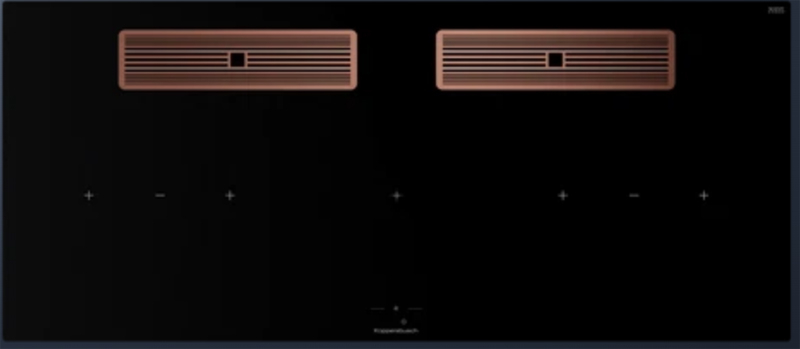 Küppersbusch KMI 12850.0 SR-S S7, корытная вентиляция 118 см, вкл. мотор, безрамный, черные переключатели, медная решетка, гарантия 5 лет!