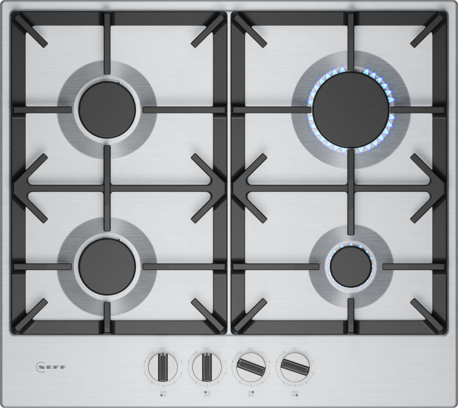 Neff T26CIP8N0, N 70, self-sufficient gas hob, stainless steel 60 cm, with 5 year guarantee!