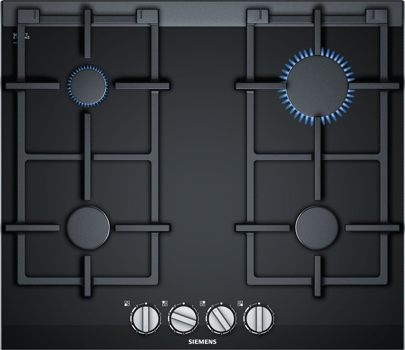 Siemens ER6A6PB70D, iQ700, gas hob, 60 cm, glass ceramic, black, 5 year guarantee!