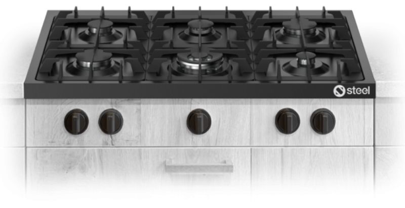 Steel Enfasi Hob ​​Design 40 All Black, built-in gas hob, 90 cm, Nero Fumo, E9P-6NF, with 5 year guarantee!