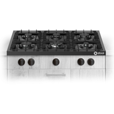 Terasest Enfasi Pliit Design 40 All Black, sisseehitatud gaasipliit, 90 cm, Nero Fumo, E9P-6NF, 5-aastase garantiiga!