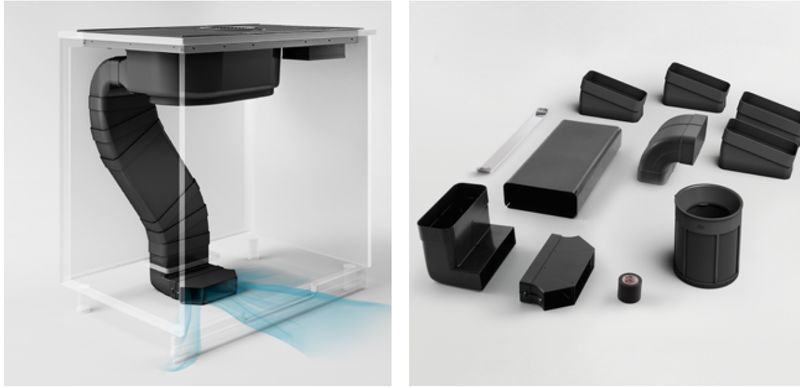 Elica recirculation air accessory set base inwards (min h 6 cm), KIT0199835