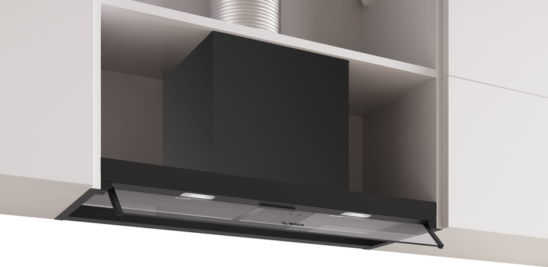 Bosch DBB85CC60, Series 4, Integrated design hood, 80 cm, clear glass, matt black, EEK: B, with 5 year guarantee!