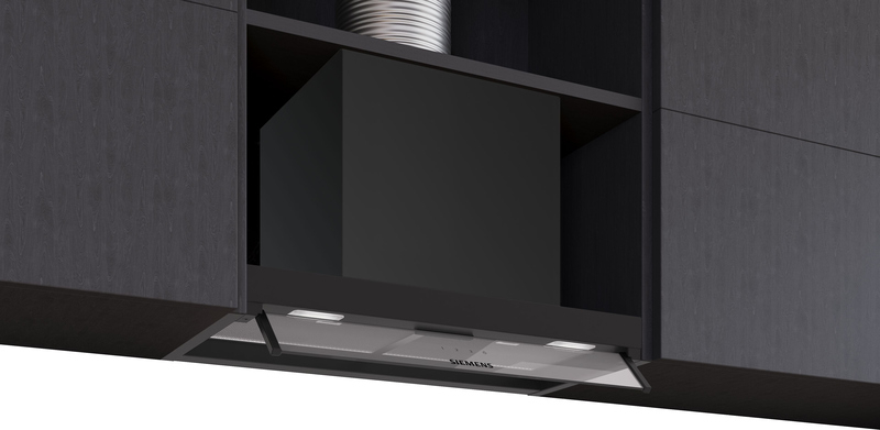 Siemens LJ65BCC60, iQ300, integrated design hood, 60 cm, clear glass, matt black, EEK: B, with 5 year guarantee!