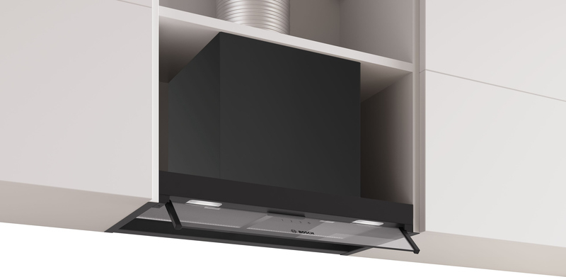 Bosch DBB65CC60, Series 4, Integrated design hood, 60 cm, clear glass, matt black, EEK: B, with 5 year guarantee!