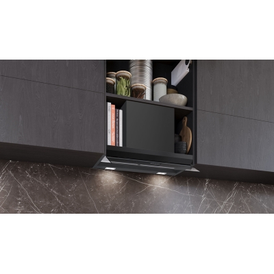 Siemens LJ67BDP60, iQ500, integrated design hood, 60 cm, clear glass printed in matt black, EEK: A*, with 5 year guarantee!