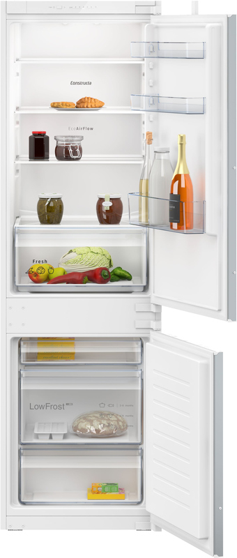 Constructa CK586NSE0, built-in fridge-freezer combination, drag hinge, 177.2 x 54.1 cm, EEK: E, with 5 year guarantee!