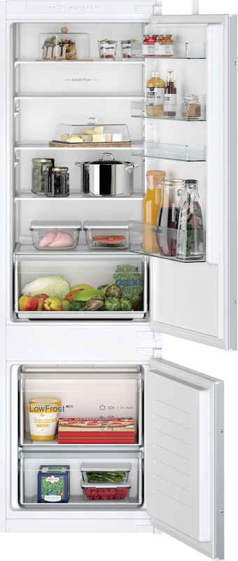 Siemens KI87VNSE0, iQ100, built-in fridge-freezer combination, 177.2 x 54.1 cm, drag hinge, EEK: E, with 5 year guarantee!