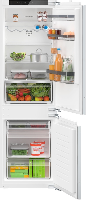 Bosch KIV86VFE1, Series 4, built-in fridge-freezer combination with freezer area below, 177.2 x 54.1 cm, flat hinge, EEK: E, with 5 year guarantee!