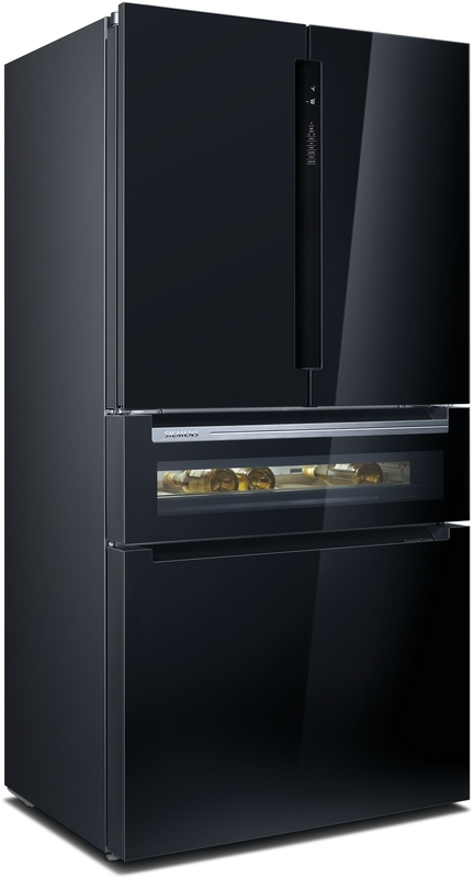 Siemens KF96RSBEA, iQ700, French door fridge-freezer combination, glass front, 183 x 90.5 cm, black, EEK: E, with 5 year guarantee!