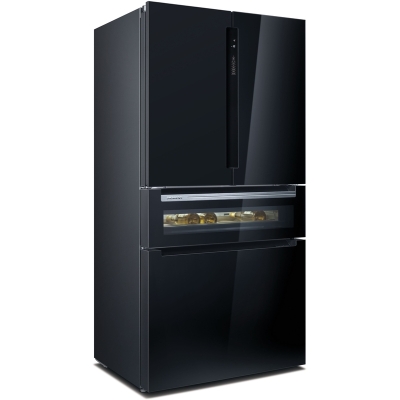 Siemens KF96RSBEA, iQ700, French door fridge-freezer combination, glass front, 183 x 90.5 cm, black, EEK: E, with 5 year guarantee!