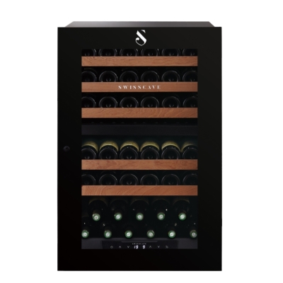 Swisscave WLI-160DF, 2-tsooniline sisseehitatud veinikülmik 88 cm, 40 pudelit, must. 5 aastase garantiiga!