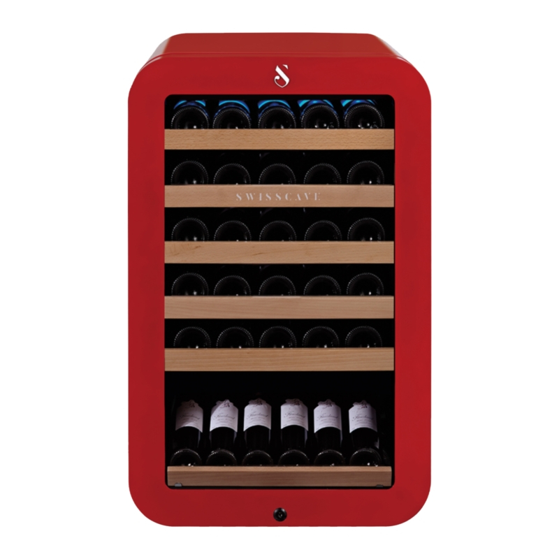 Swisscave WL120F-RED, 1-zone wine refrigerator 83 cm, 35 bottles, red. With a 5 year guarantee!