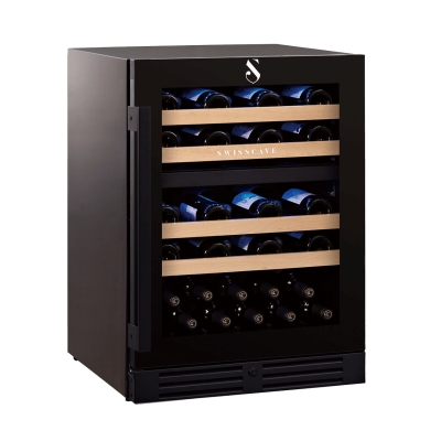 Swisscave WL155DF, 2-tsooniline veinikülmik 82 cm, 40 pudelit, must. 5 aastase garantiiga!