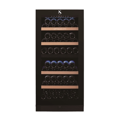 Swisscave WL355DF, 2-tsooniline veinikülmik 127 cm, 107 pudelit, must. 5 aastase garantiiga!