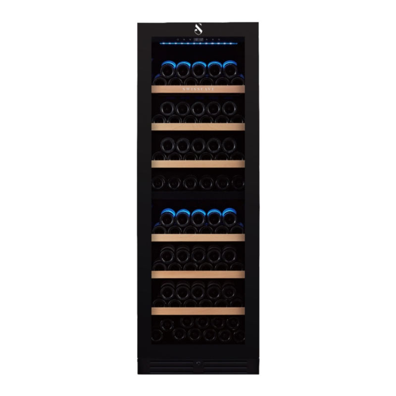 Swisscave WL455DF, 2-zone wine refrigerator 172 cm, 154 bottles, black. With a 5 year guarantee!