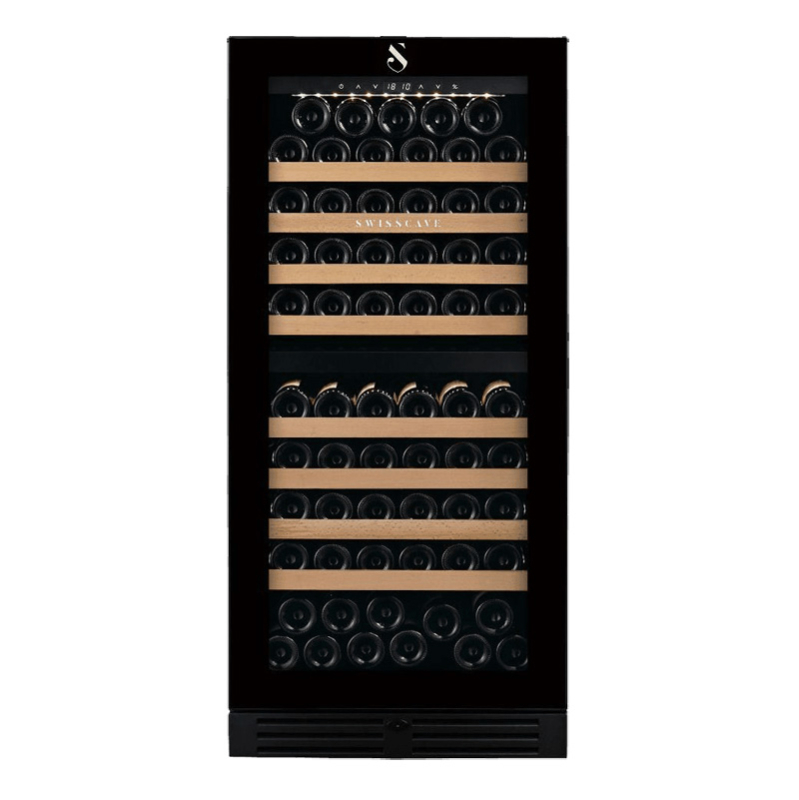 Swisscave WLB-360DF-MIX, 2-zone wine refrigerator 127 cm, 103 bottles, black. With a 5 year guarantee!