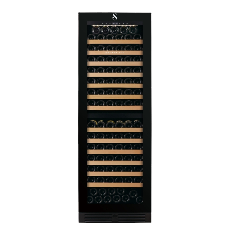 Swisscave WLB-460DF-MIX, 2-zone wine refrigerator 172 cm, 152 bottles, black. With a 5 year guarantee!