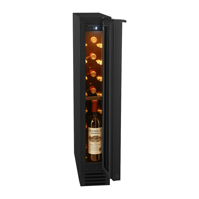 Swisscave WLU-30F, 1-зонный встраиваемый холодильник для вина 15 см, 9 бутылок, черный. С гарантией 5 лет!