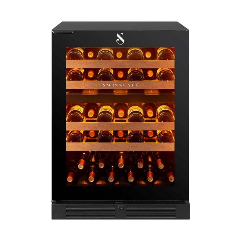 Swisscave WLU-160DF, 2-зонный подвесной винный холодильник 60 см, 40 бутылок, черный. С гарантией 5 лет!