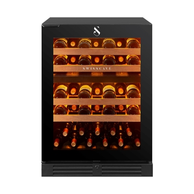 Swisscave WLU-160DF, 2-zone undercounter wine refrigerator 60 cm, 40 bottles, black. With a 5 year guarantee!