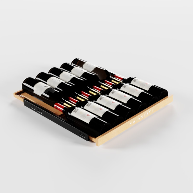 Swisscave SHELF80-SLI-BO, extendable presentation shelf series 460/360/455/355 beech wood full extension Bordeaux