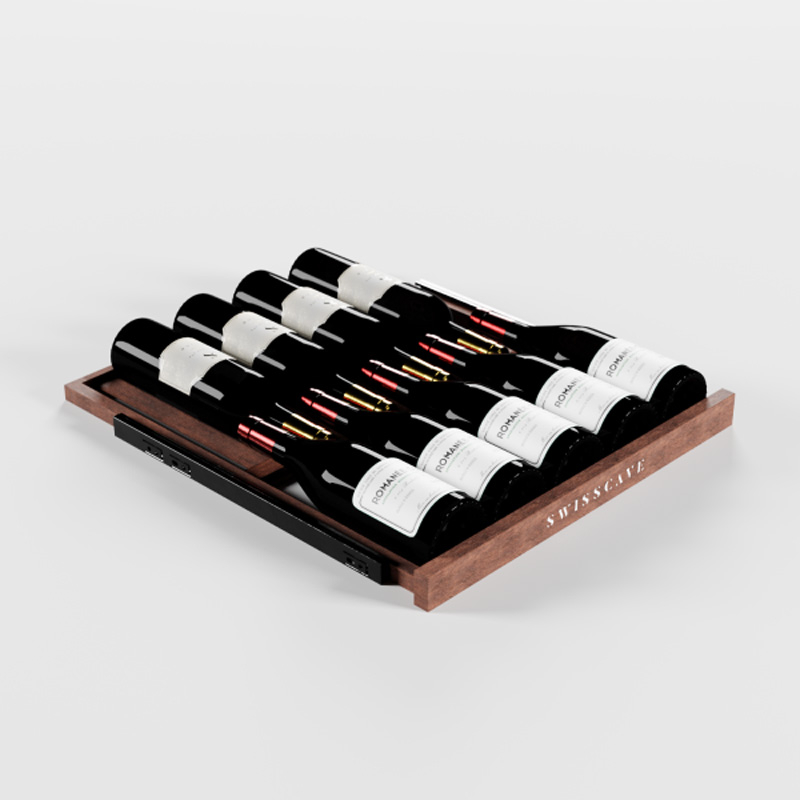 Swisscave SAPEL-2V-BGDY-VI, extendable presentation shelf series 460/360 sapele wood full extension burgundy