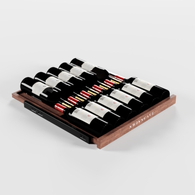 Swisscave SAPEL-2-VI, extendable presentation shelf series 460/360 sapele wood full extension Bordeaux