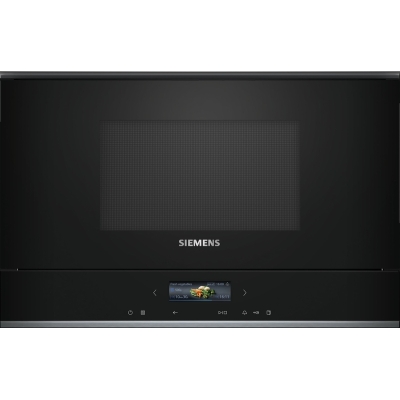 Siemens BF722R1B1, iQ700, built-in microwave, black, stainless steel, door hinge on the right, 5 year guarantee